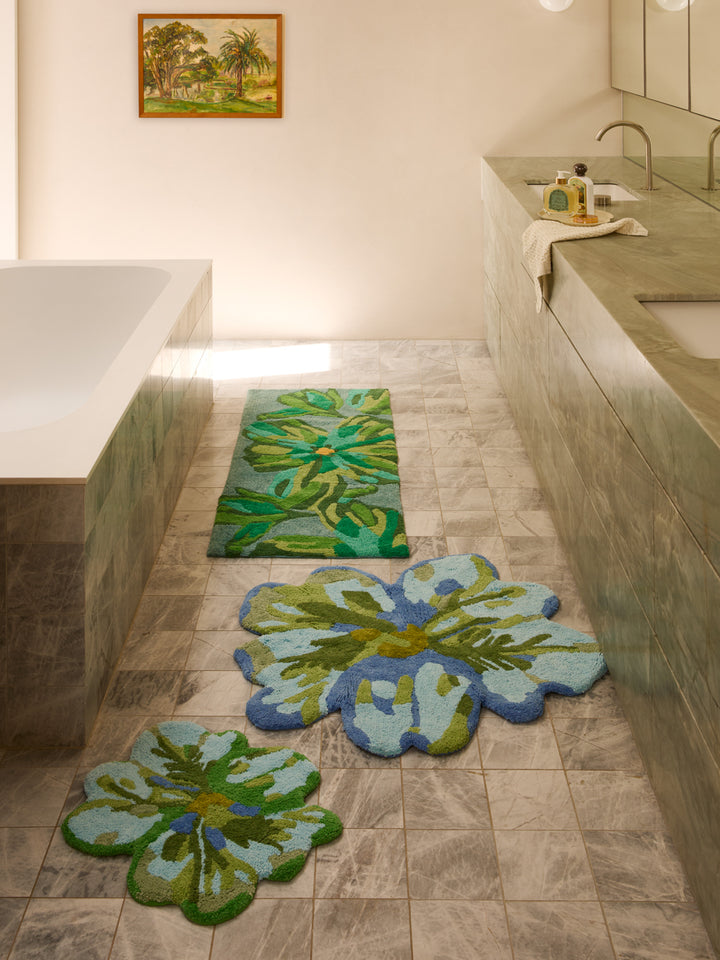 Mini Tulip Blue Green Bath Mat