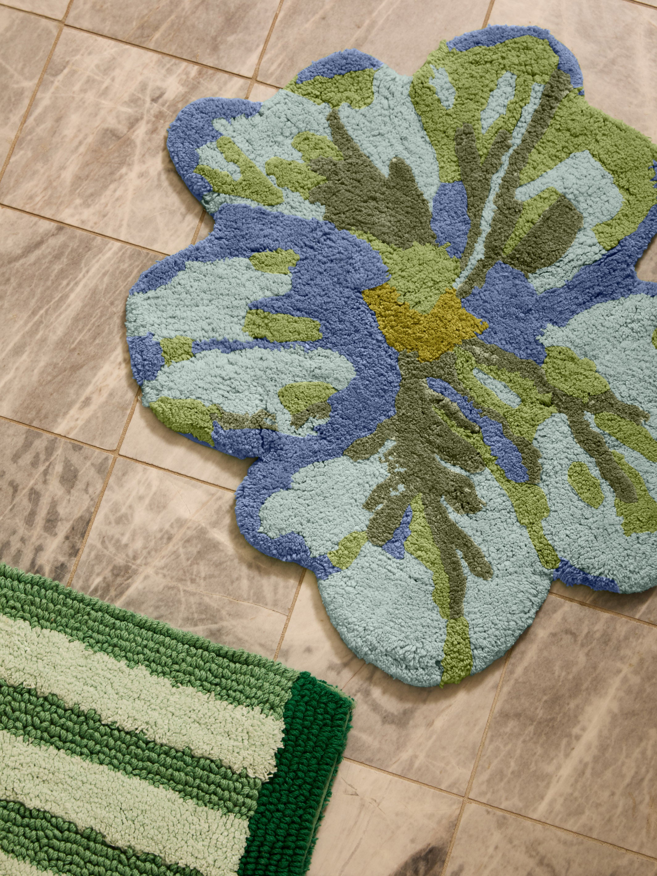 Mini Tulip Blue Green Bath Mat