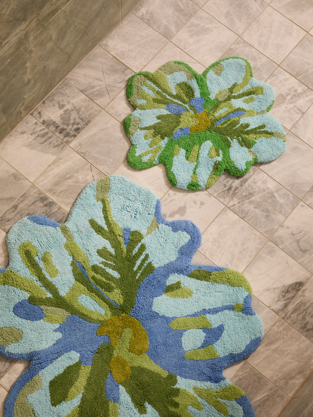 Mini Tulip Blue Green Bath Mat