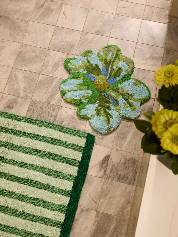 Mini Tulip Blue Green Bath Mat