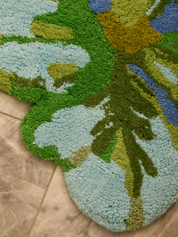 Mini Tulip Blue Green Bath Mat