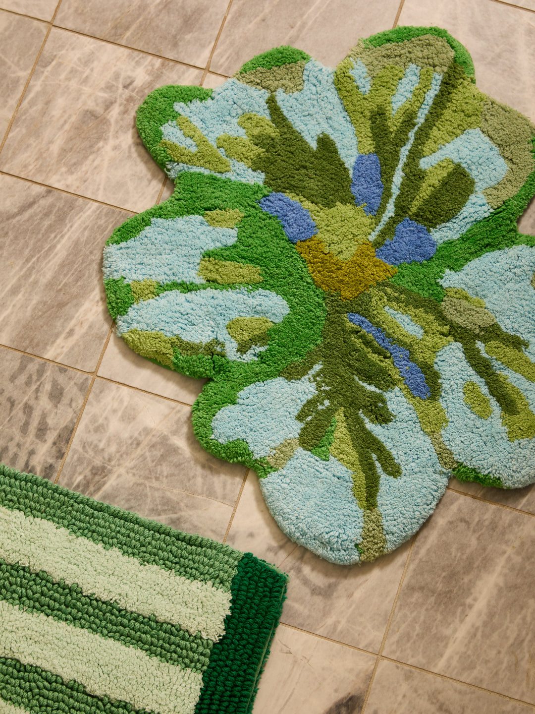 Mini Tulip Blue Green Bath Mat