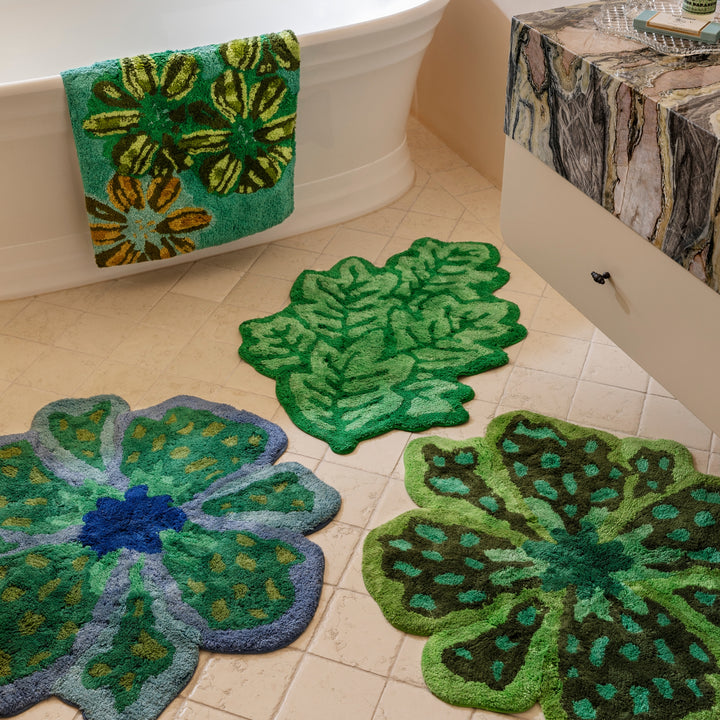 Flower Green Bath Mat | Green Bath Mats