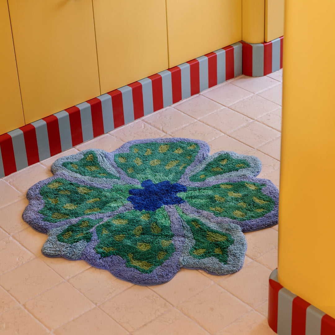 Flower Blue Bath Mat