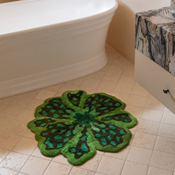 Flower Green Bath Mat | Green Bath Mats