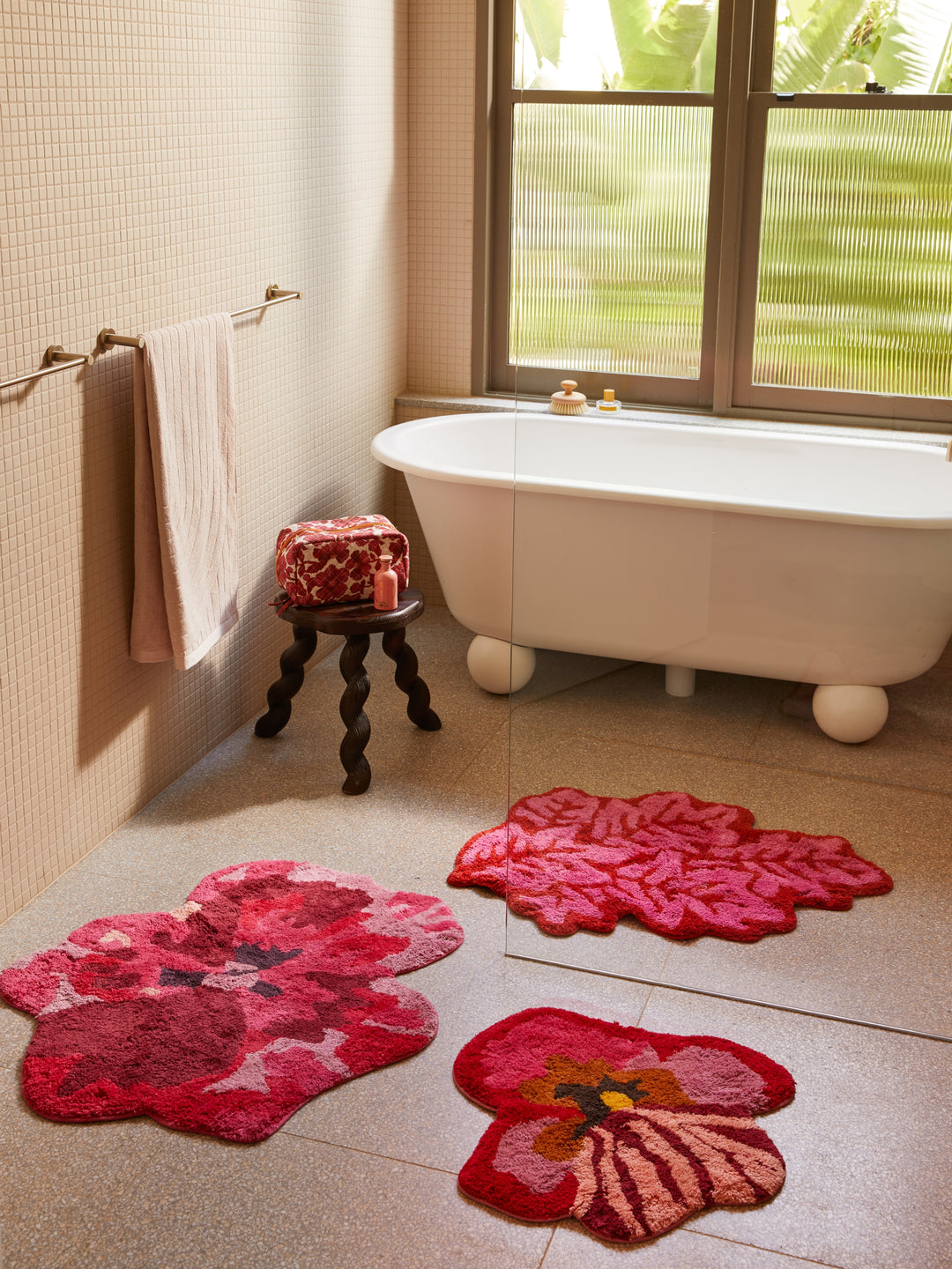 Pansy Pink Bath Mat