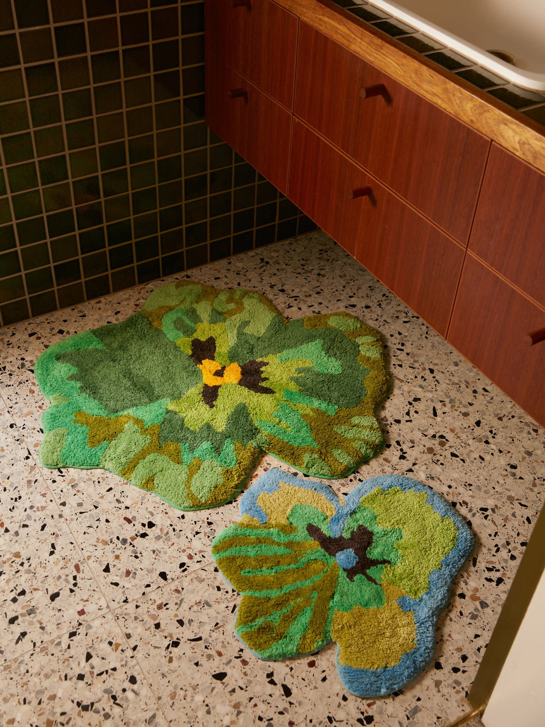 Pansy Green Bath Mat