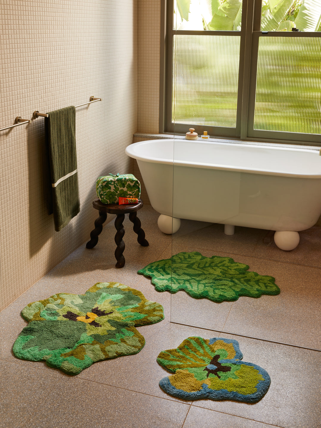 Pansy Green Bath Mat