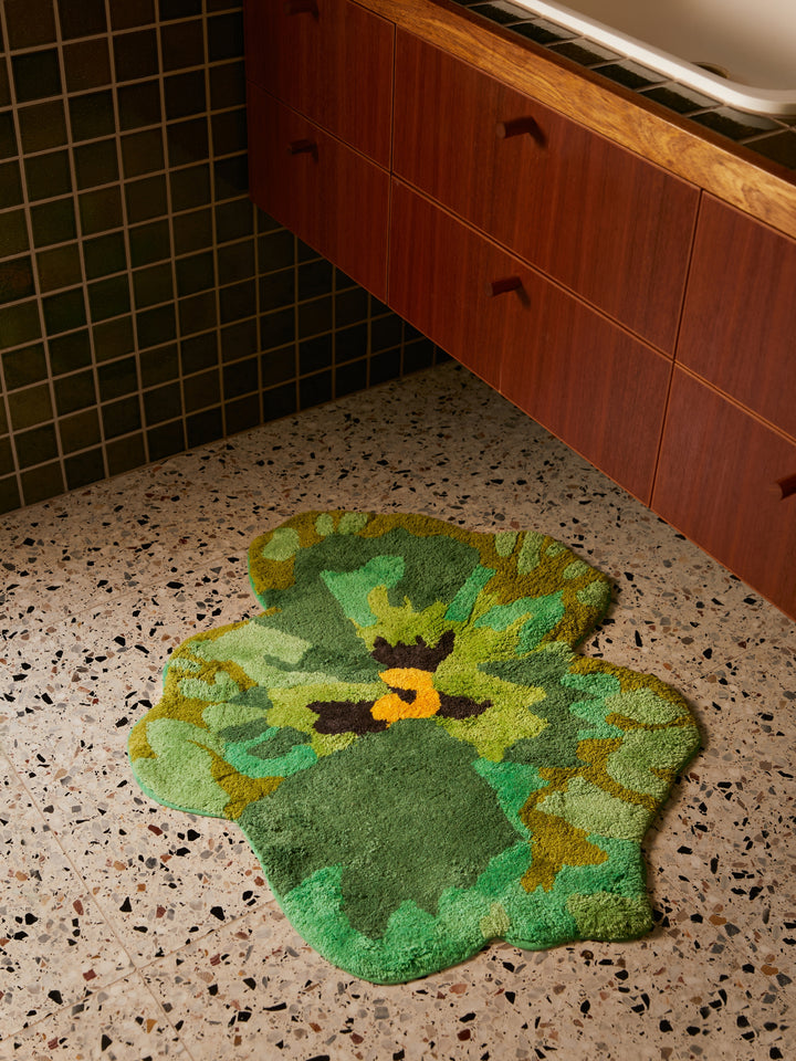 Pansy Green Bath Mat