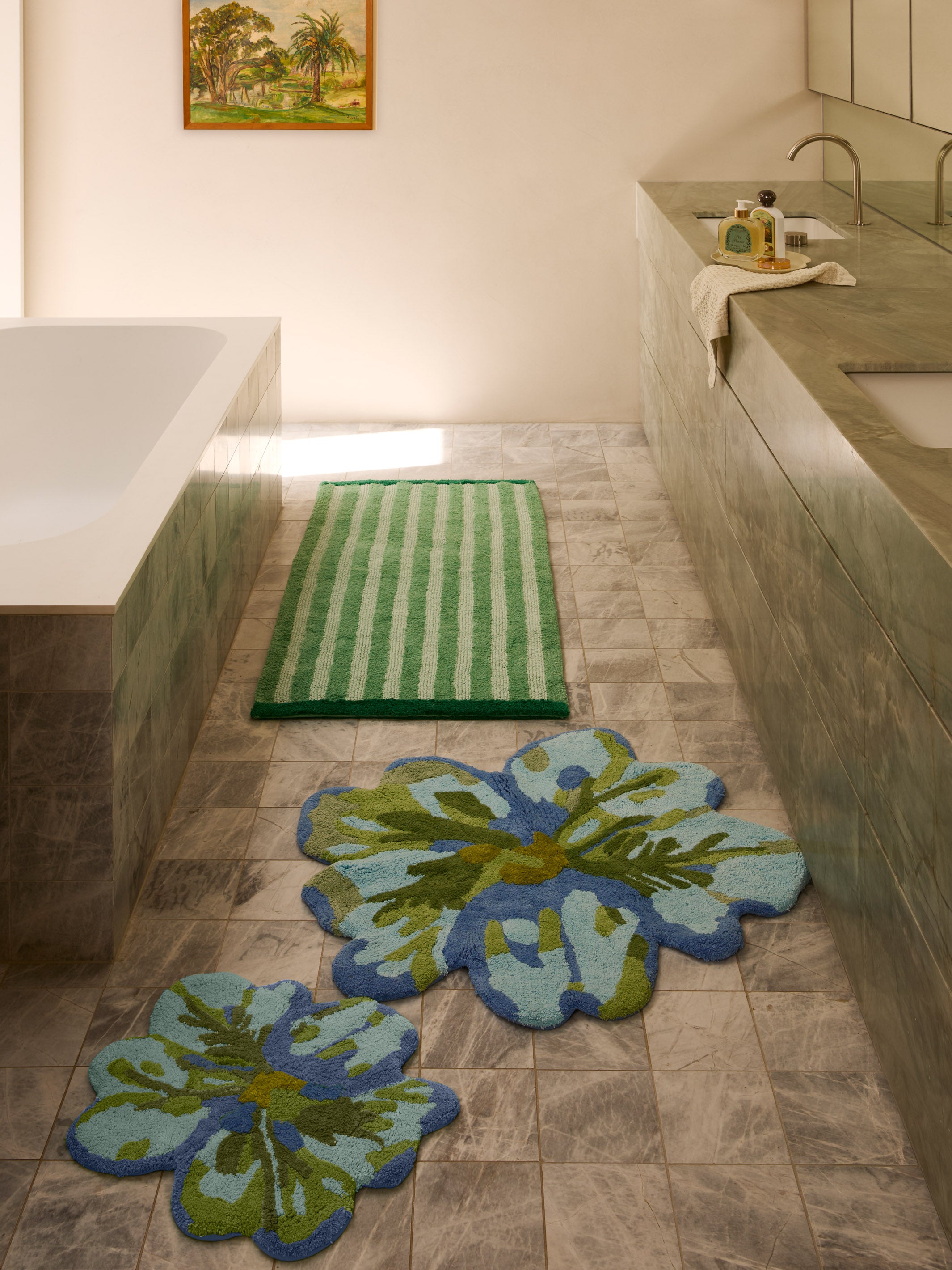 Tulip Blue Green Bath Mat | Bath Mats Online