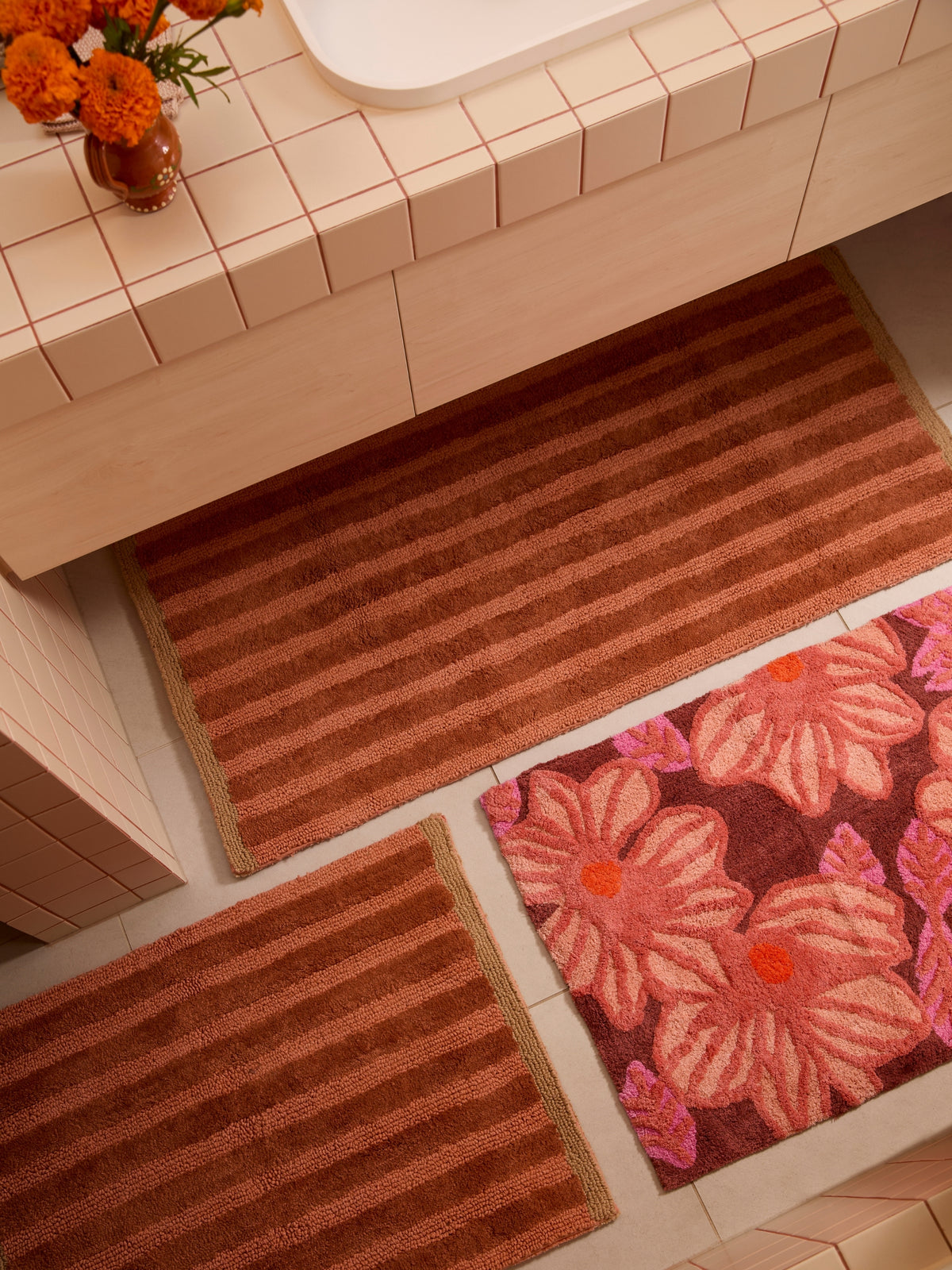 Stripe Terracotta Long Bath Mat