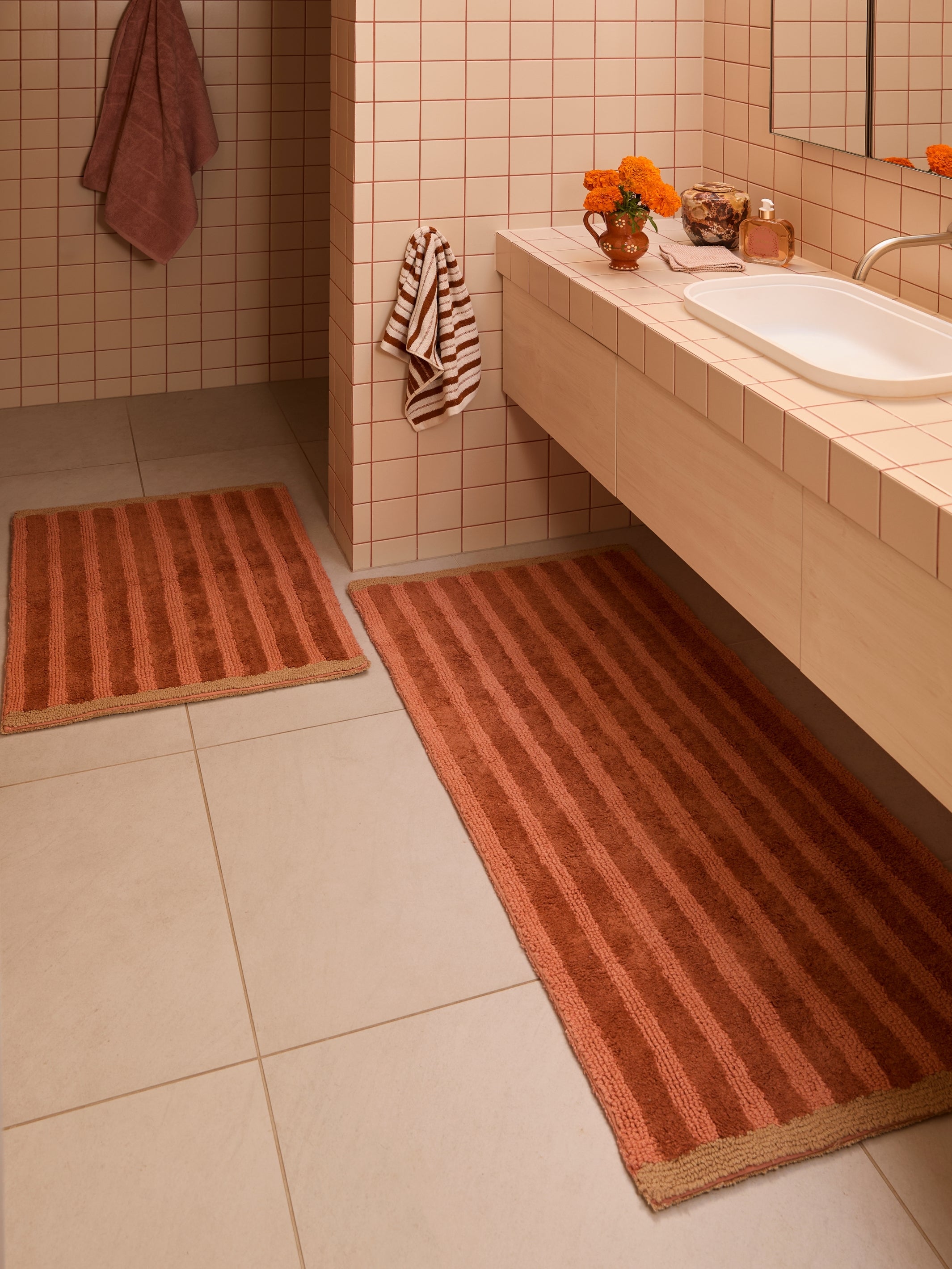 Stripe Terracotta Bath Mat