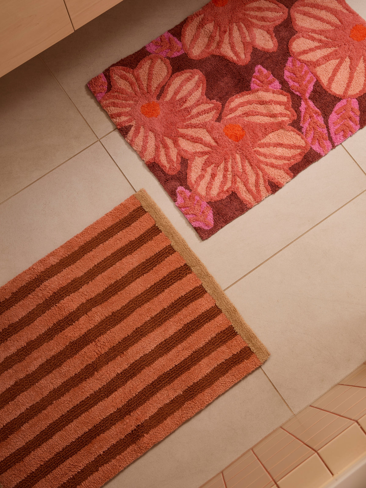 Stripe Terracotta Bath Mat