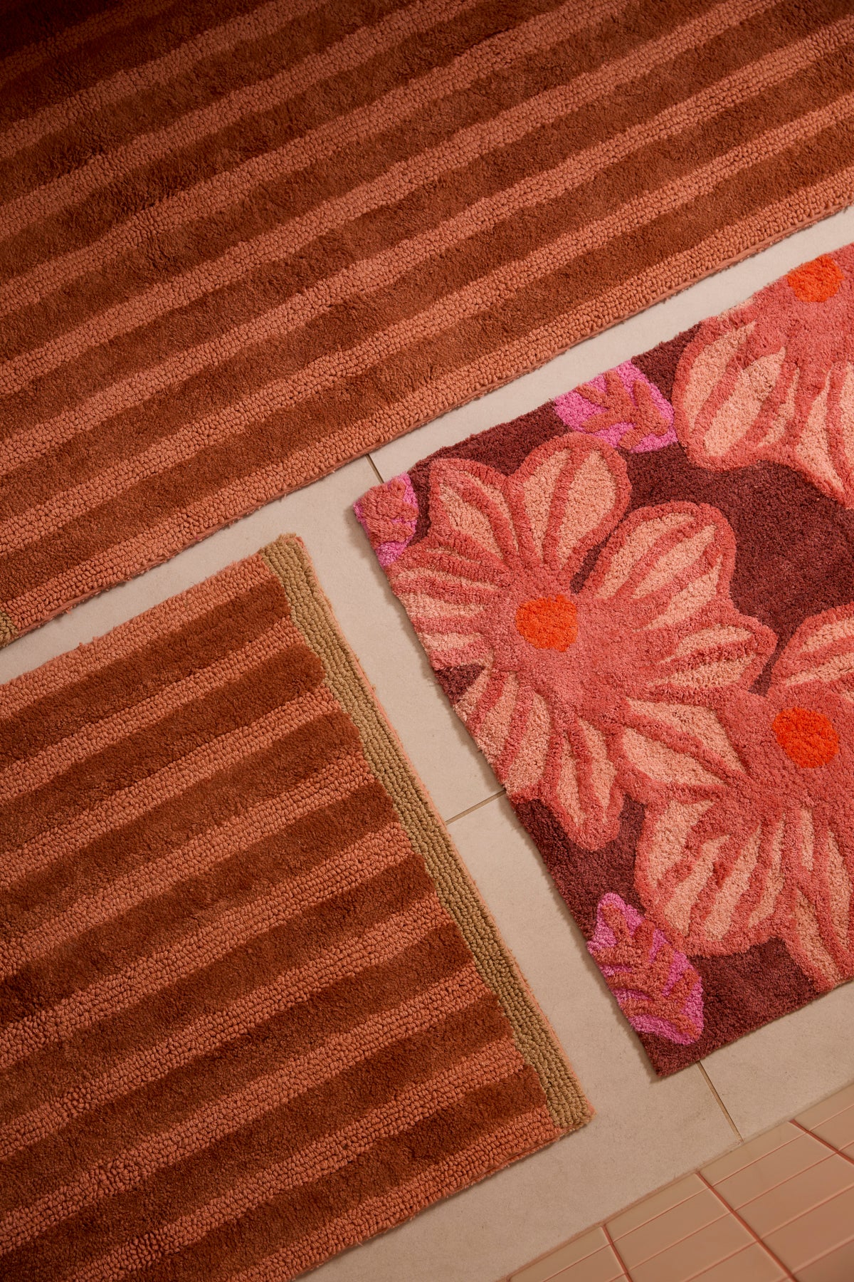 Stripe Terracotta Long Bath Mat