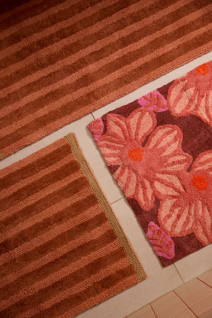 Stripe Terracotta Bath Mat