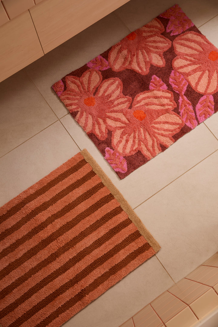 Stripe Terracotta Bath Mat