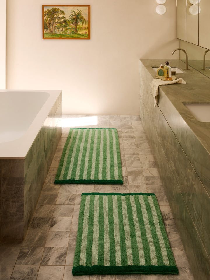 Stripe Green Long Bath Mat