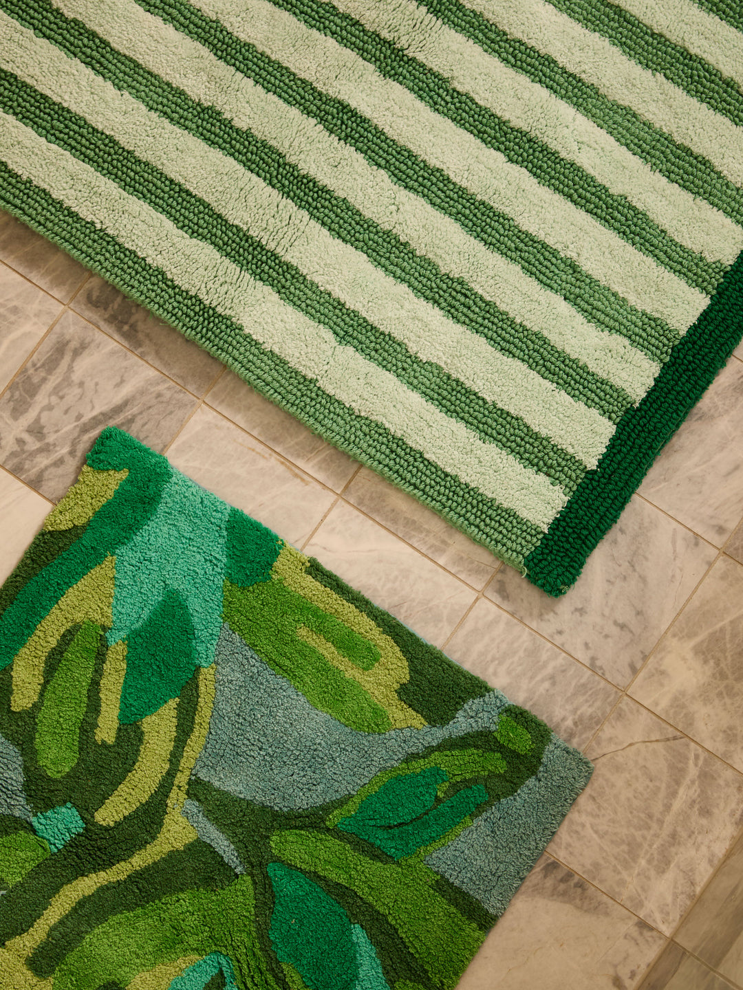 Stripe Green Long Bath Mat