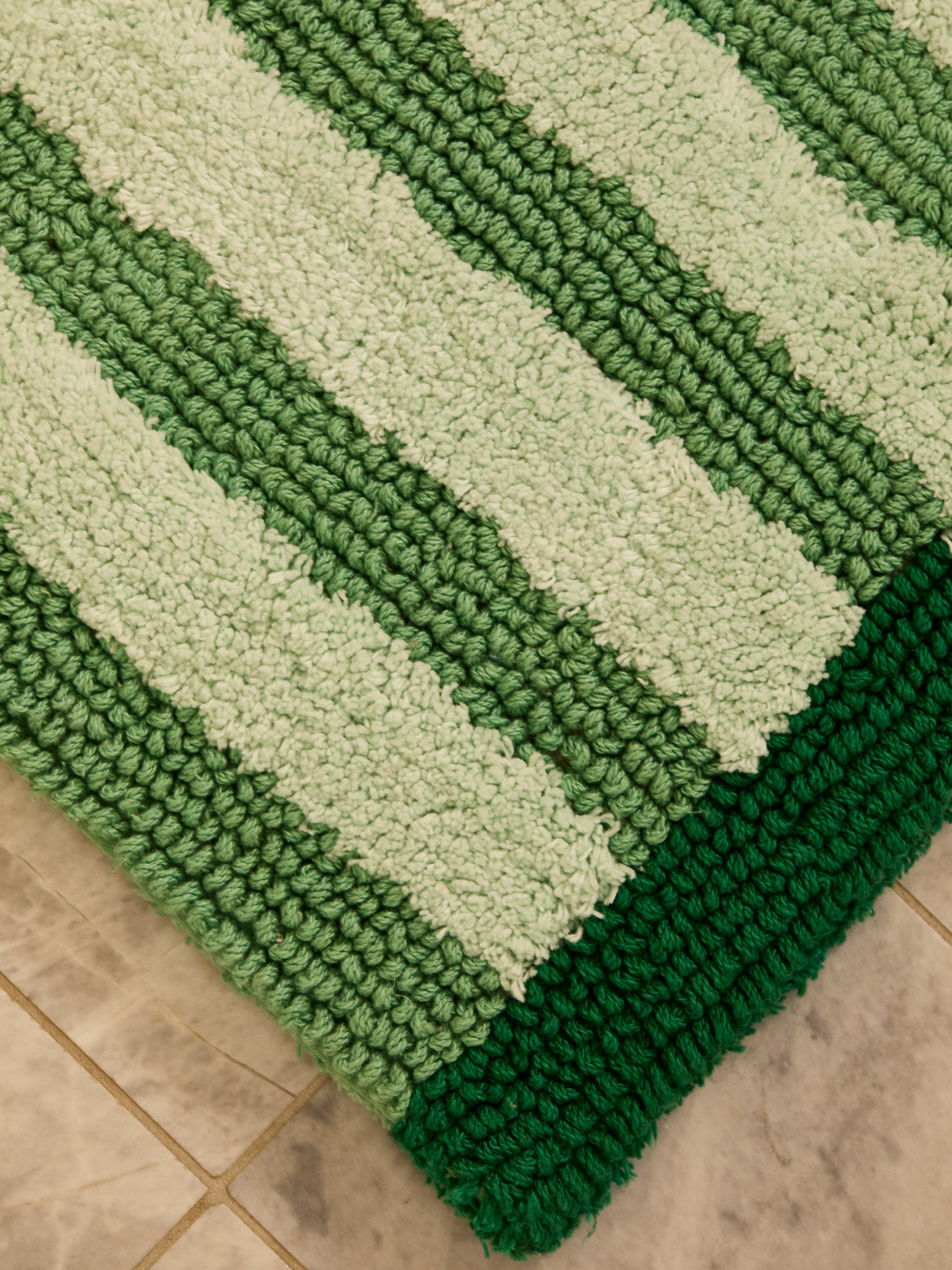 Stripe Green Long Bath Mat