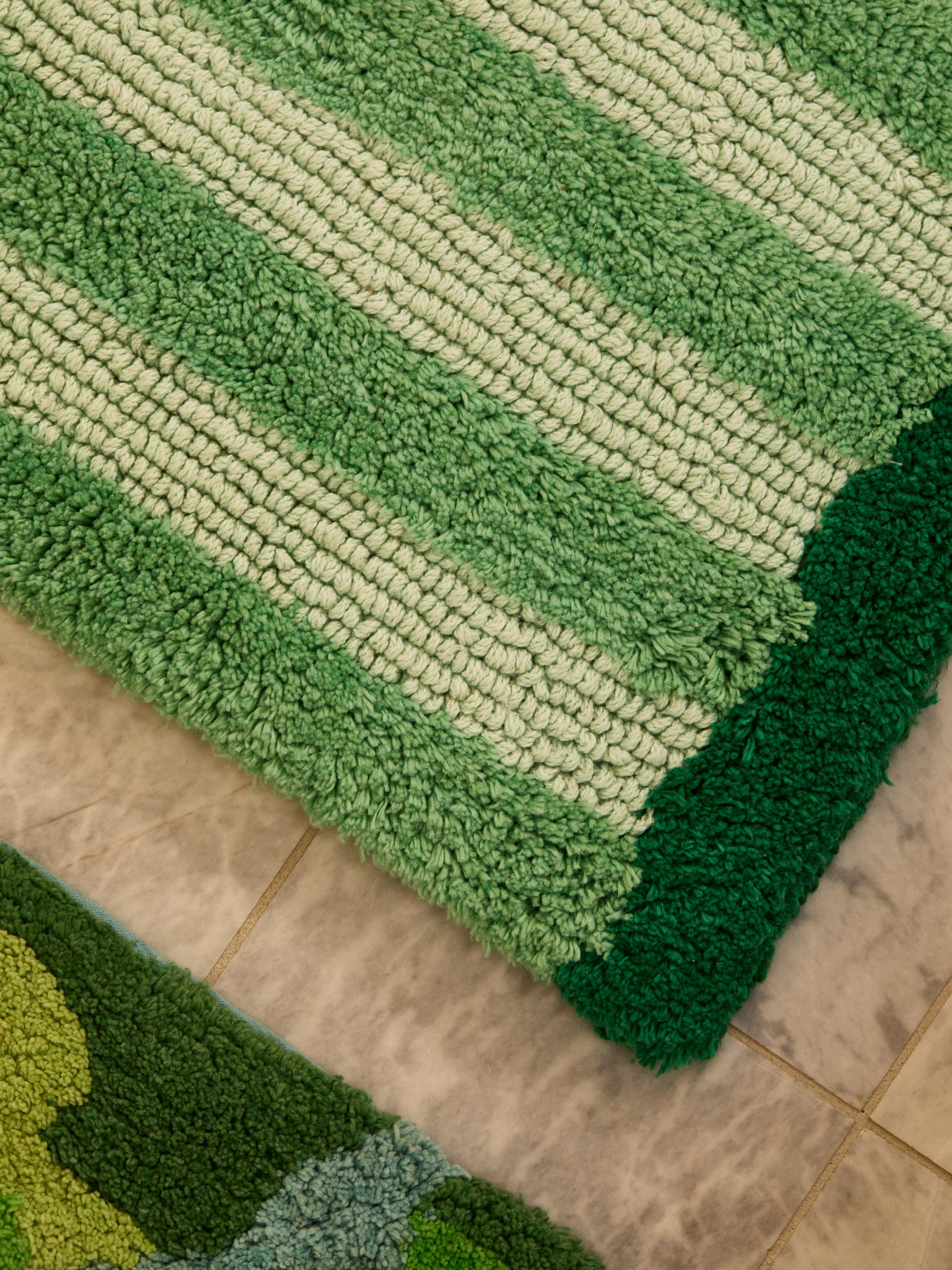 Stripe Green Long Bath Mat
