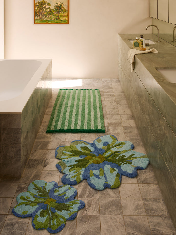 Stripe Green Long Bath Mat | Bath Mats Online