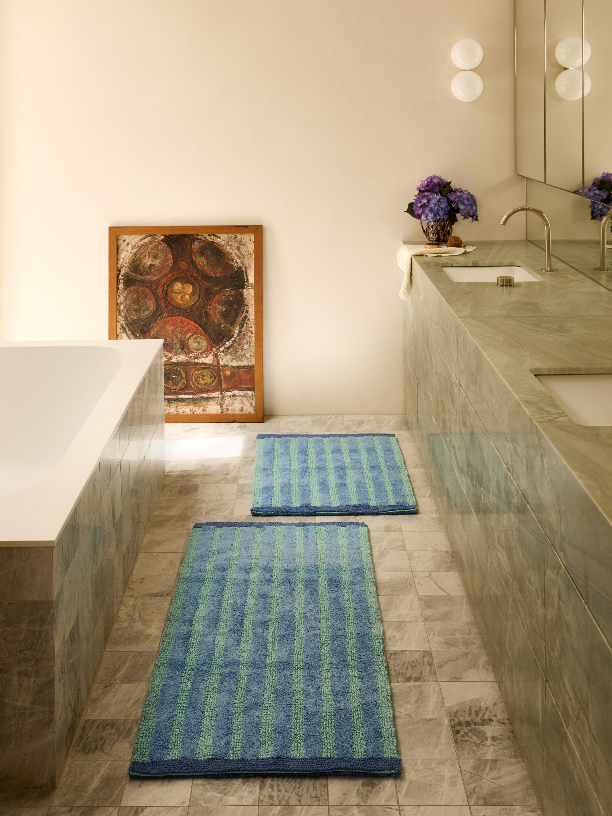 Stripe Blue Long Bath Mat - Almost Perfect