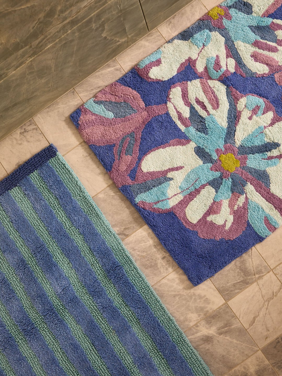 Stripe Blue Long Bath Mat