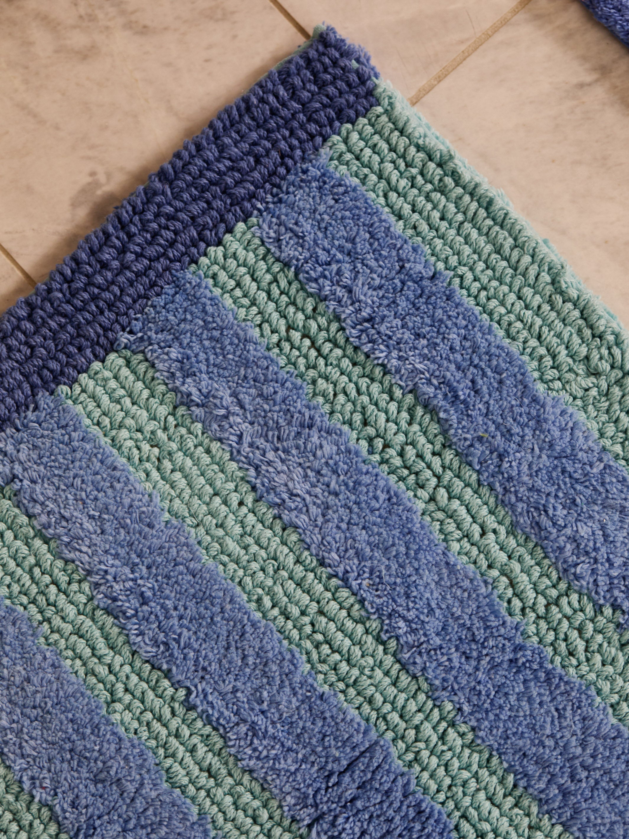Stripe Blue Long Bath Mat - Almost Perfect