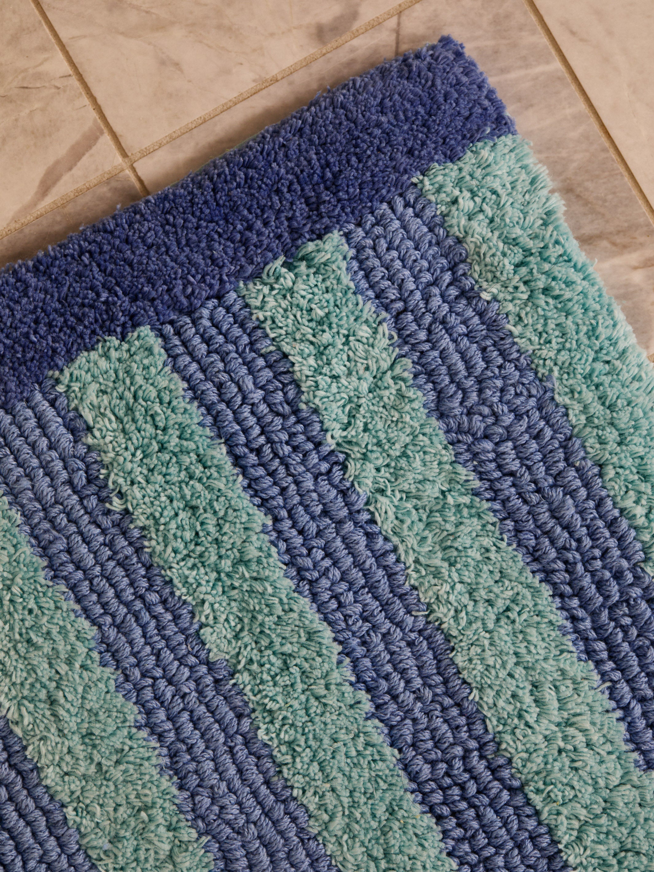 Stripe Blue Long Bath Mat - Almost Perfect