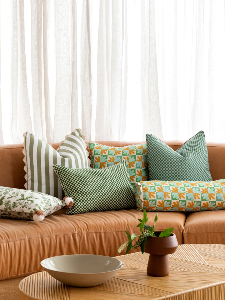 Tiny Checkers Leaf Cushion - Almost Perfect