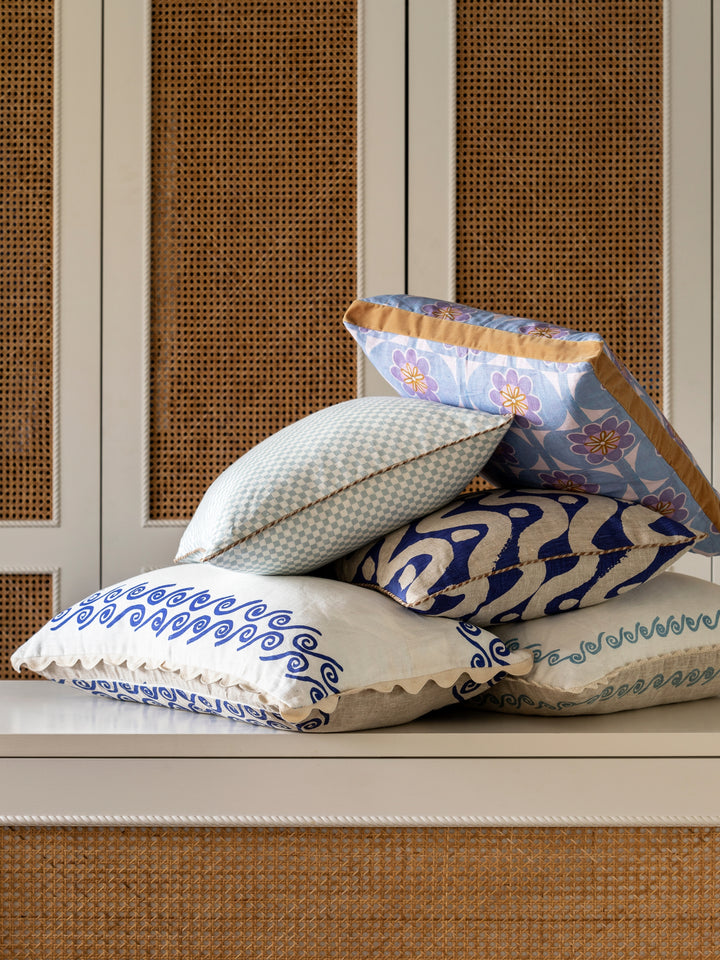 Tiny Checkers Powder Blue Cushion - Almost Perfect