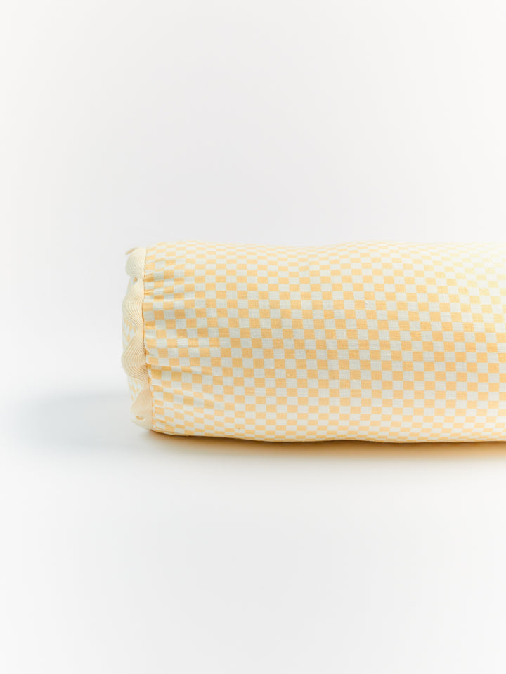 Tiny Checkers Peach Bolster Cushion