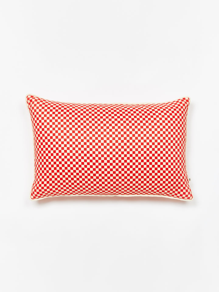 Tiny Checkers Red Peach Cushion