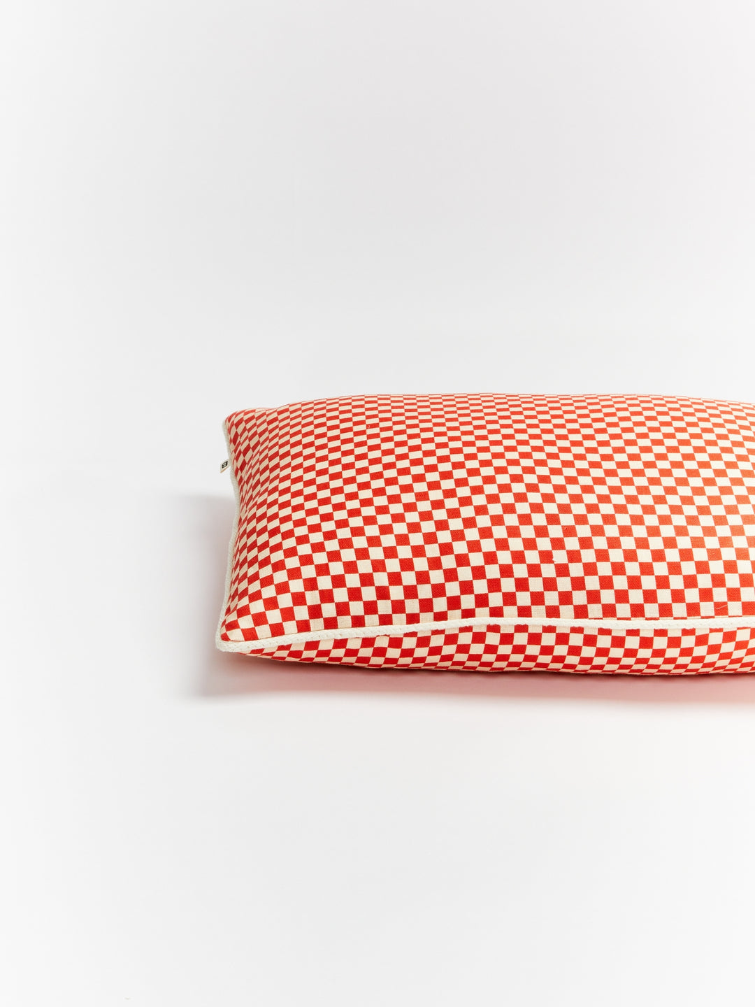 Tiny Checkers Red Peach Cushion
