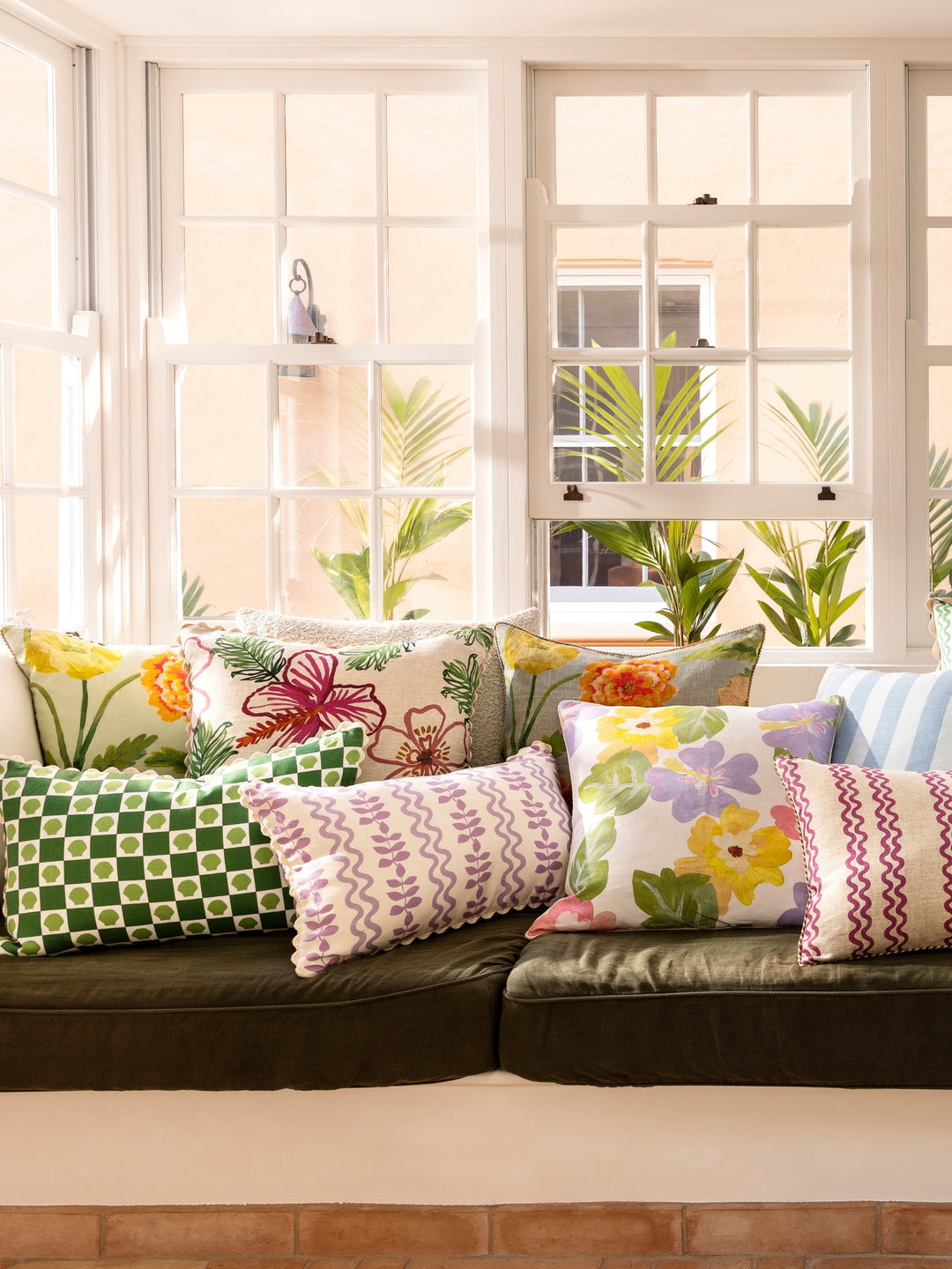 Ferns & Waves Lilac Cushion