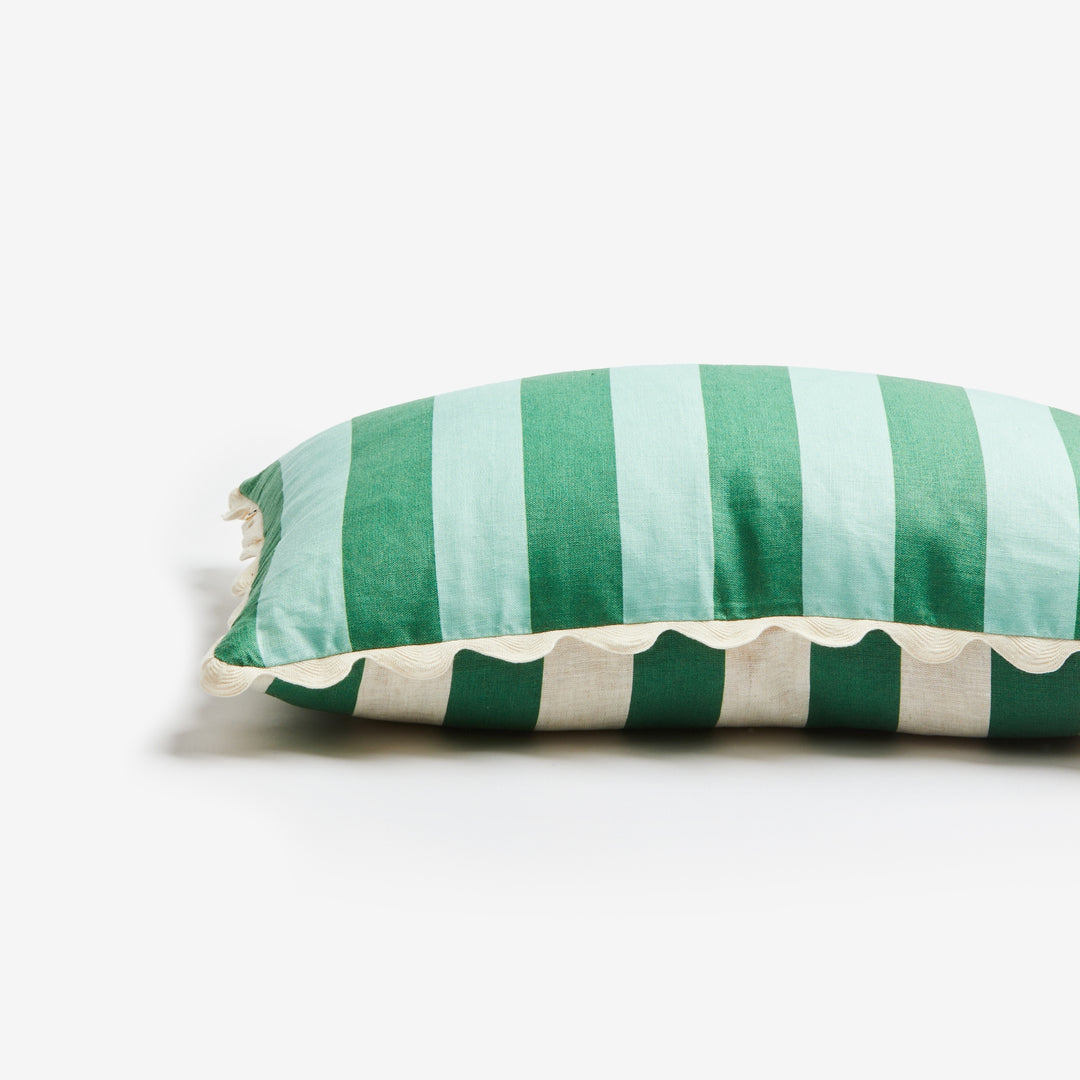 Bold Stripe Verde 60x40cm Cushion Detail | Green Striped Cushion