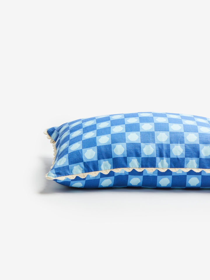 Shell Check Blue Cushion