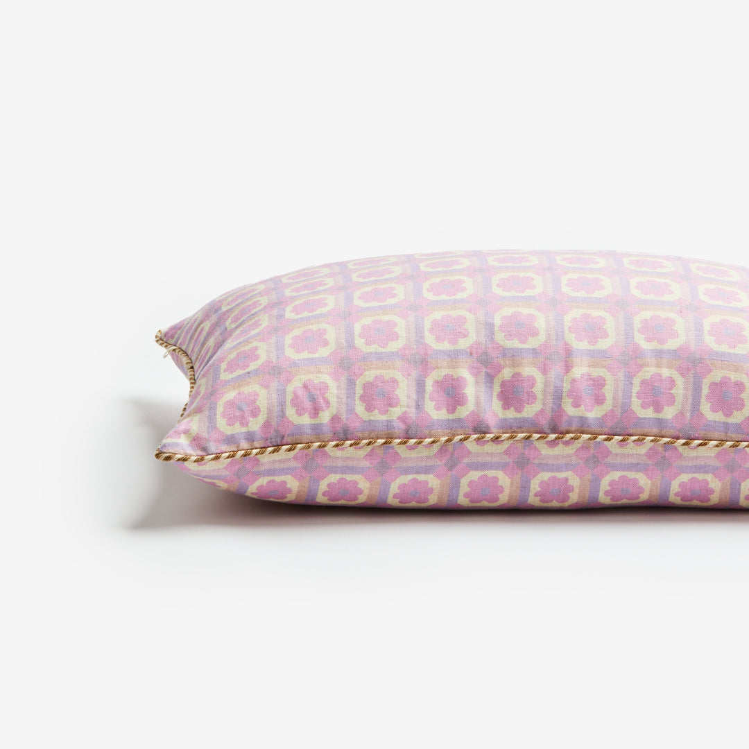 Tiny Aster Lilac 60x40cm Linen Cushion Detail | Purple Cushion
