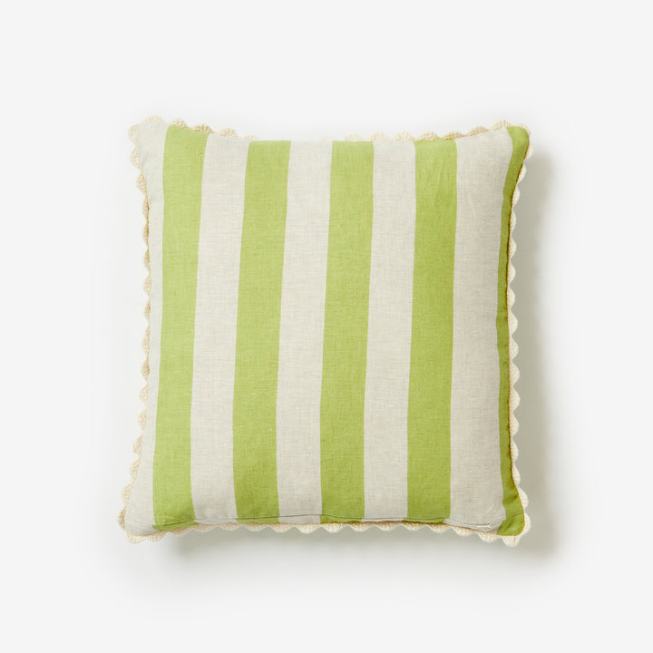 Bold Stripe Blue Lime 50cm Cushion Back | Blue & Green Striped Cushion