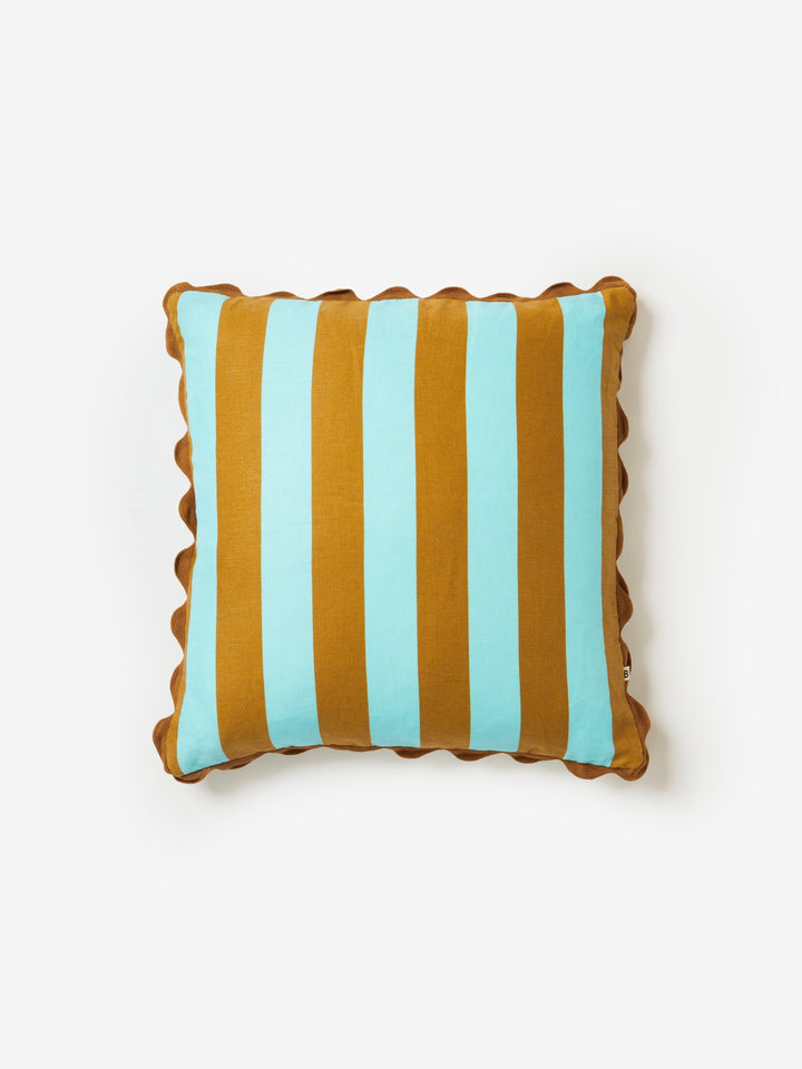 Bold Stripe Jade Tan Cushion | Bonnie and Neil