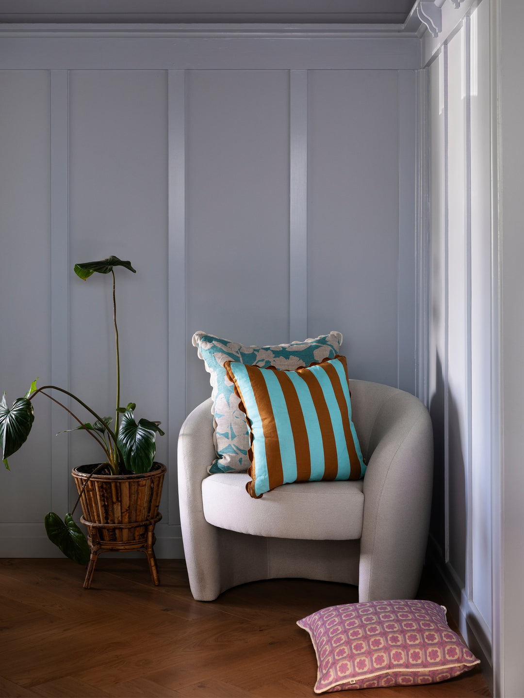 Bold Stripe Jade Tan Cushion | Bonnie and Neil