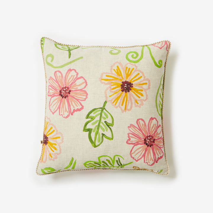 Tendril Multi 50cm Linen Cushion Back | Multicoloured Floral Cushion