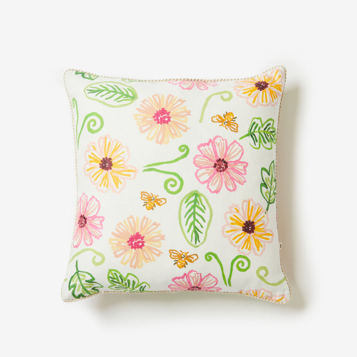 Tendril Multi 50cm Linen Cushion Front | Multicoloured Floral Cushion