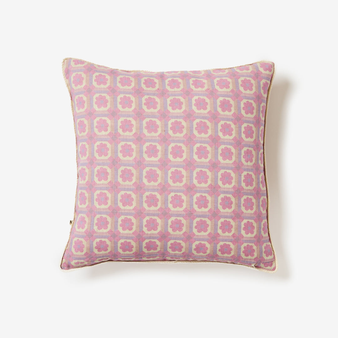 Tiny Aster Lilac 50cm Linen Cushion Back | Purple Cushion