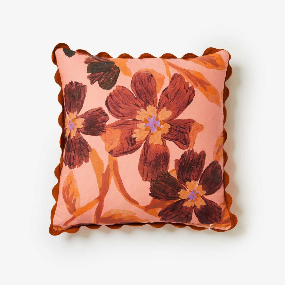 Cosmos Pink 50cm Linen Cushion Back | Pink Floral Cushion