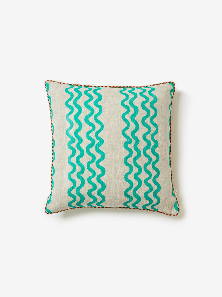 Double Waves Bright Green Cushion - Almost Perfect
