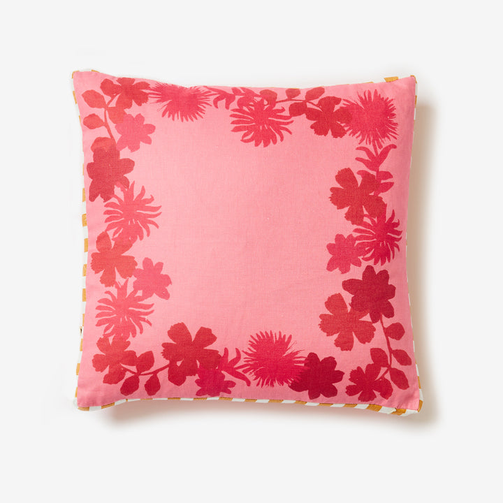 Flora Crimson 50cm Linen Cushion Back| Red Floral Cushion