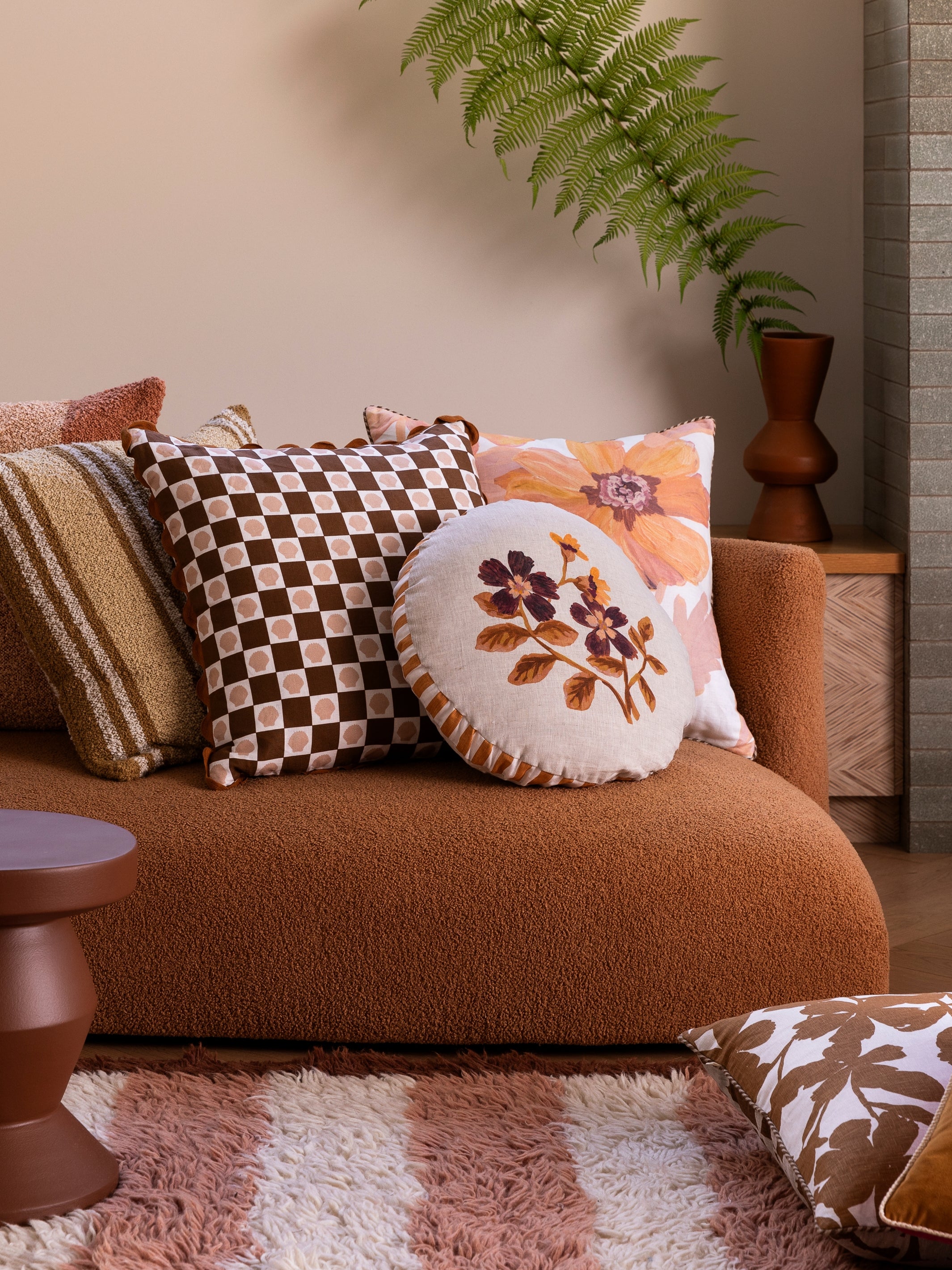 Cosmos Tan Round Cushion - Almost Perfect