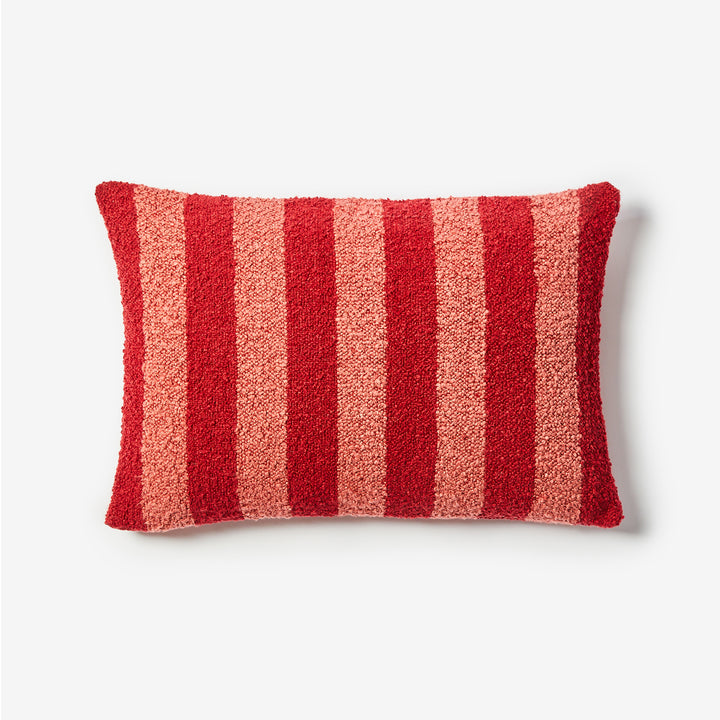 Boucle Stripe Burgundy 60x40cm Cushion Front | Burgundy Striped Cushion