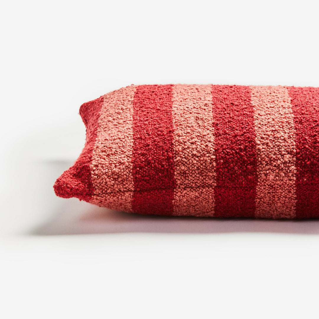 Boucle Stripe Burgundy 60x40cm Cushion Detail | Burgundy Striped Cushion